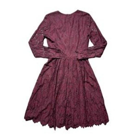 Alexia Admor Maroon Long Sleeve Lace Knee Length Dress S - Picture 8 of 9